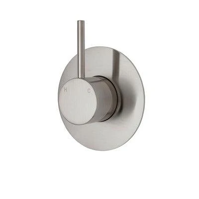 Fienza Kaya Up Wall Mixer Brushed Nickel Large Round Brushed Nickel Plate - Image 3