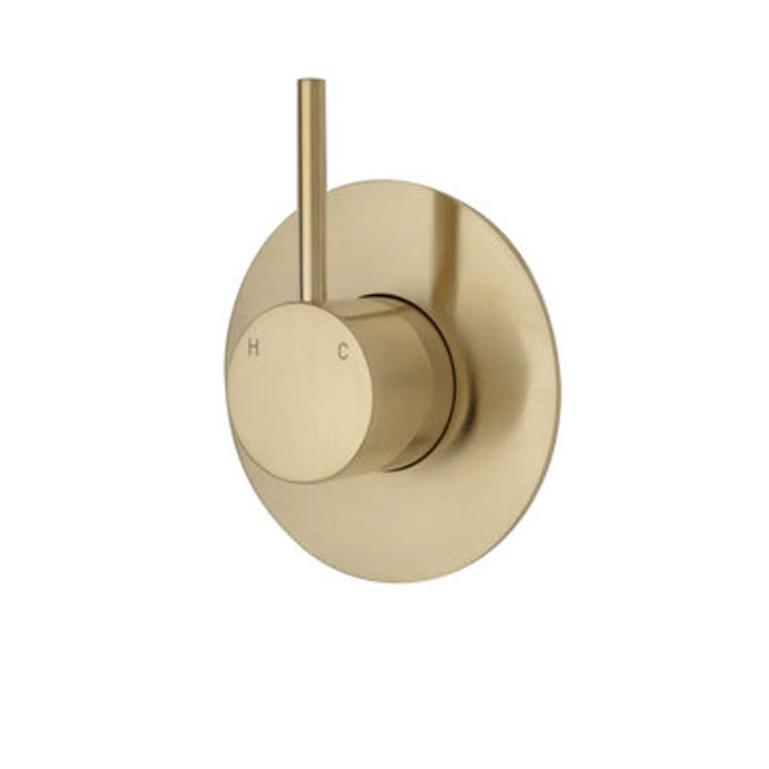 Fienza Kaya Up Wall Mixer Urban Brass Large Round Urban Brass Plate - Image 2