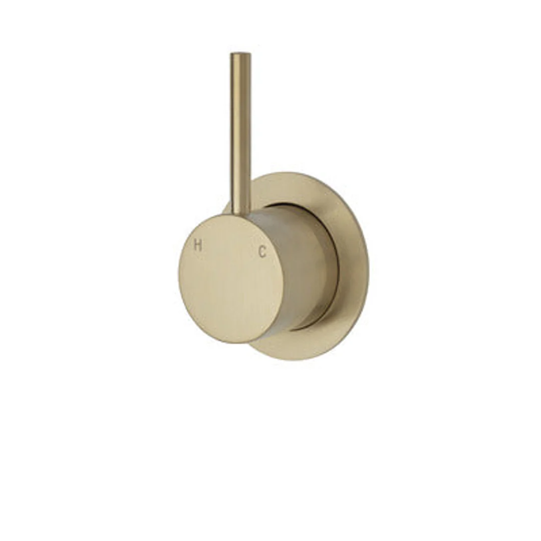 Fienza Kaya Up Wall Mixer With Minimal Round Plate Urban Brass - Image 2