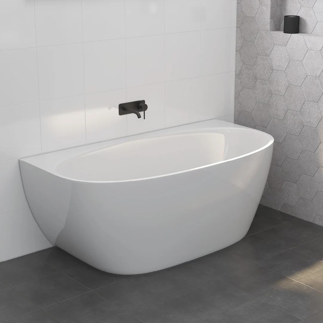 Fienza Keeto Back-To-Wall Acrylic Bath Gloss White 1500mm - Image 3