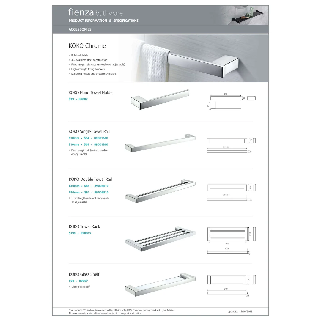 Fienza Koko Triple Towel Rack  Chrome - Image 4