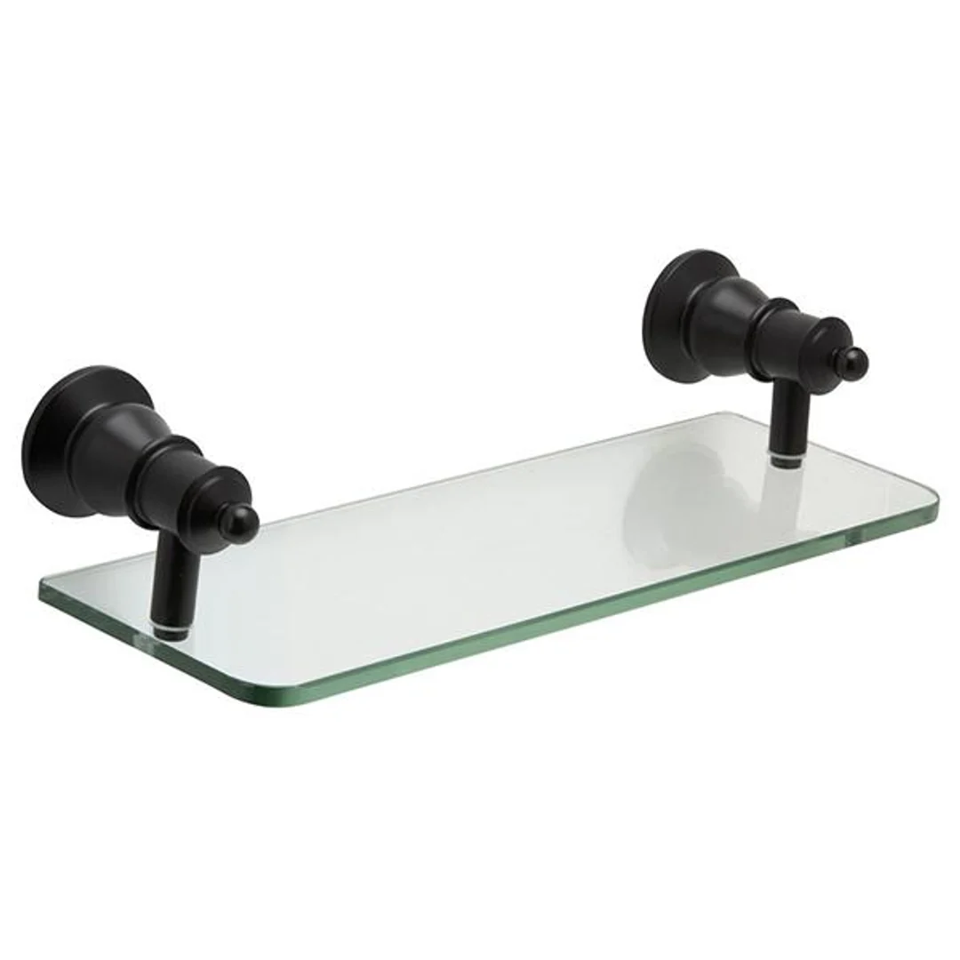 Fienza Lillian Glass Shelf Matte Black 81007B - Image 2