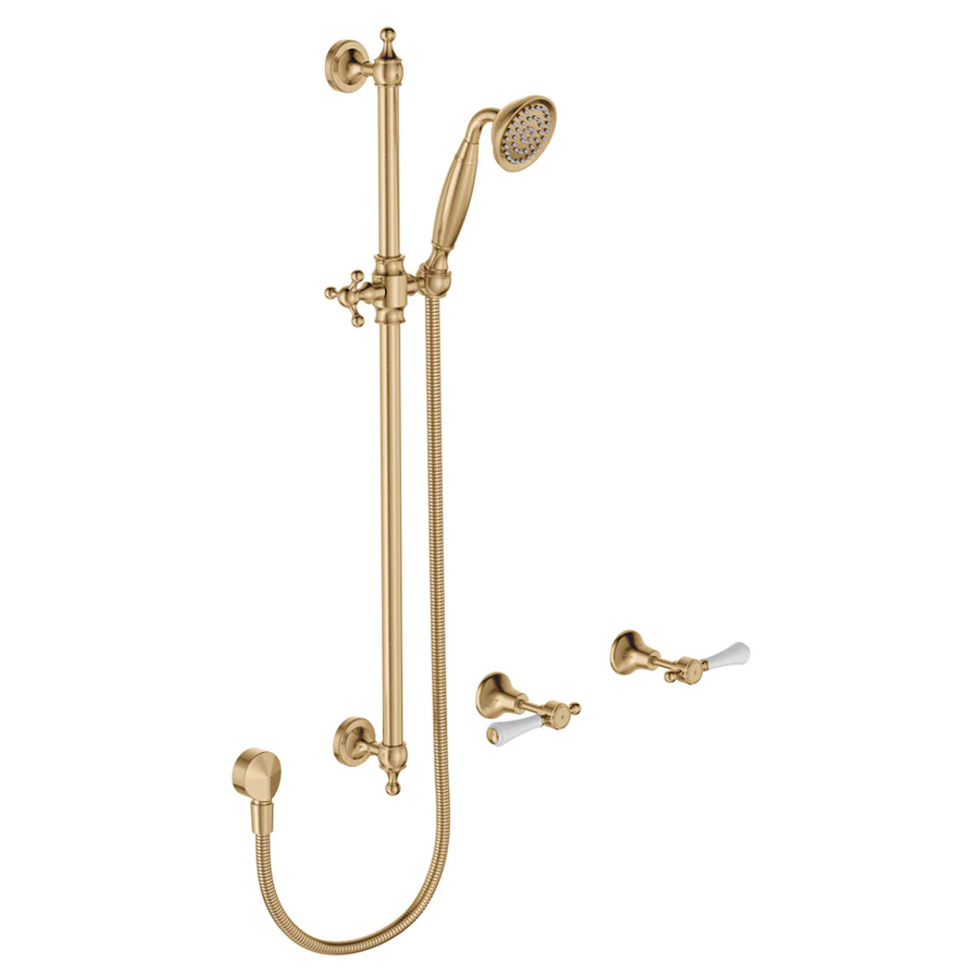 Fienza Lillian Lever Rail Shower Set Urban Brass - Image 2