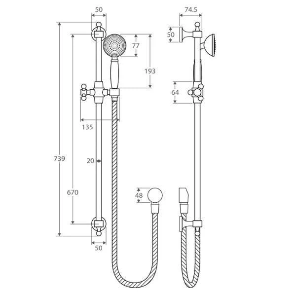 Fienza Lillian Shower On Rail Brushed Nickel 444114Bn - Image 4