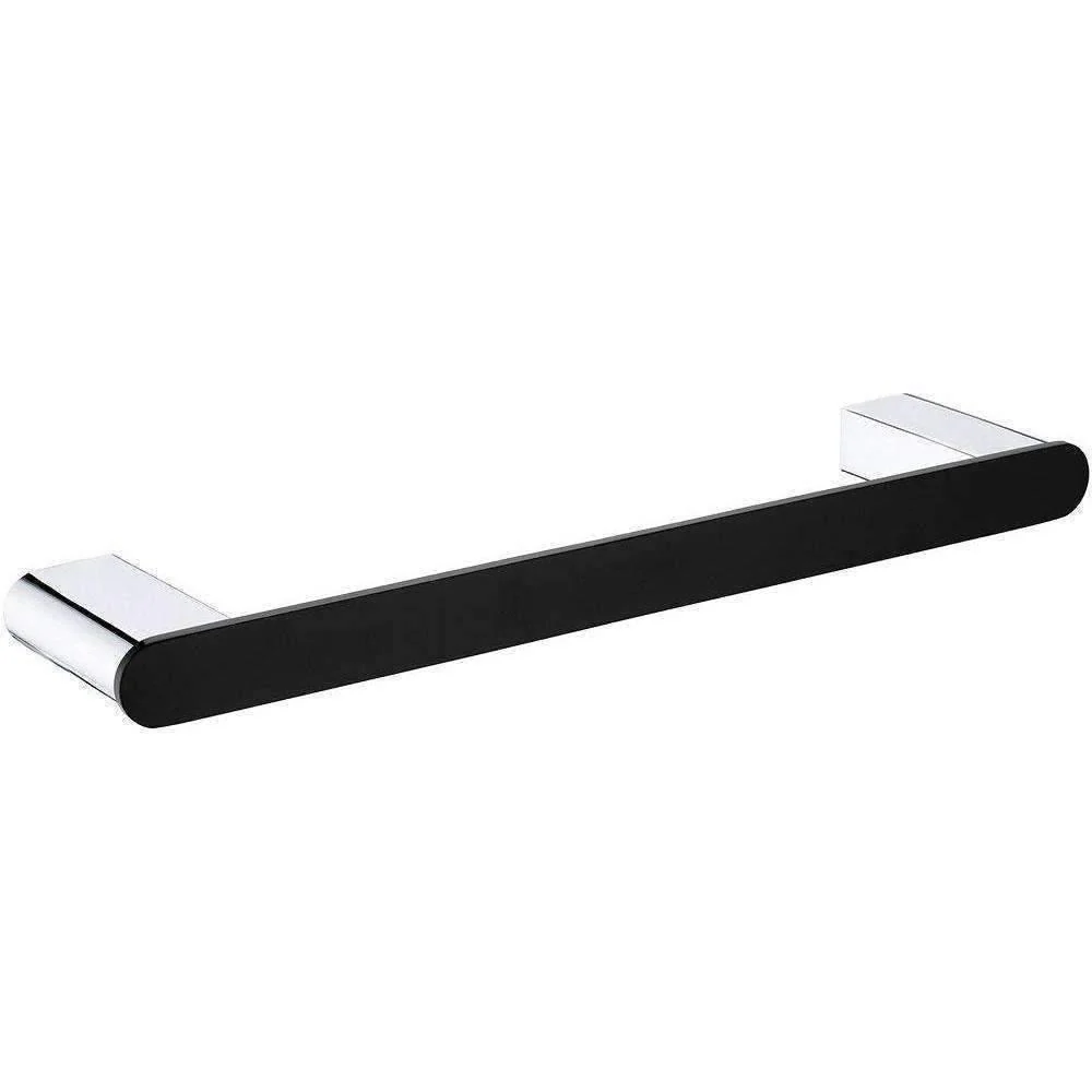 Fienza Lincoln Black & Chrome 300mm Single Towel Rail 86001300 - Image 3