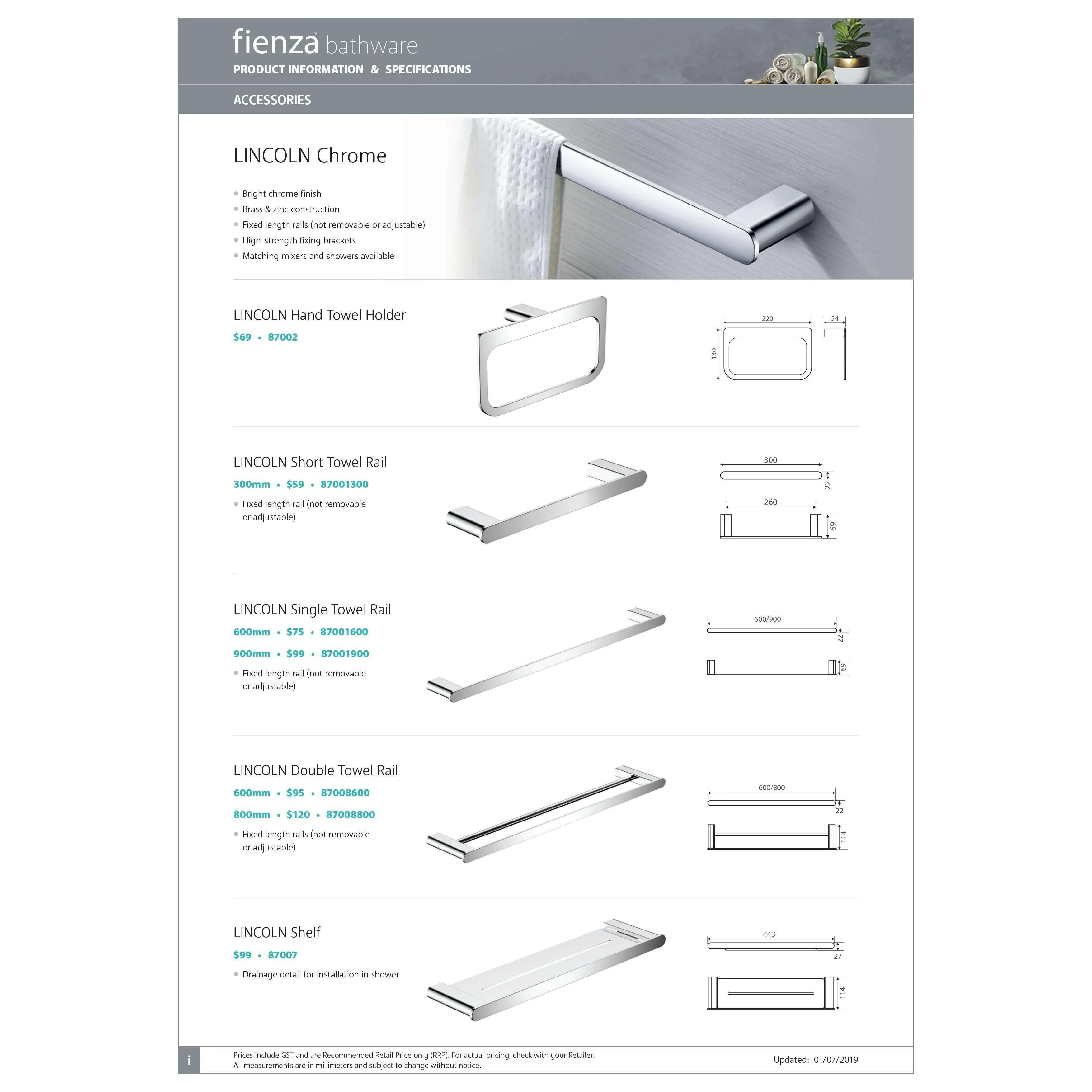 Fienza Lincoln Hand Towel Holder Chrome 87002 - Image 4