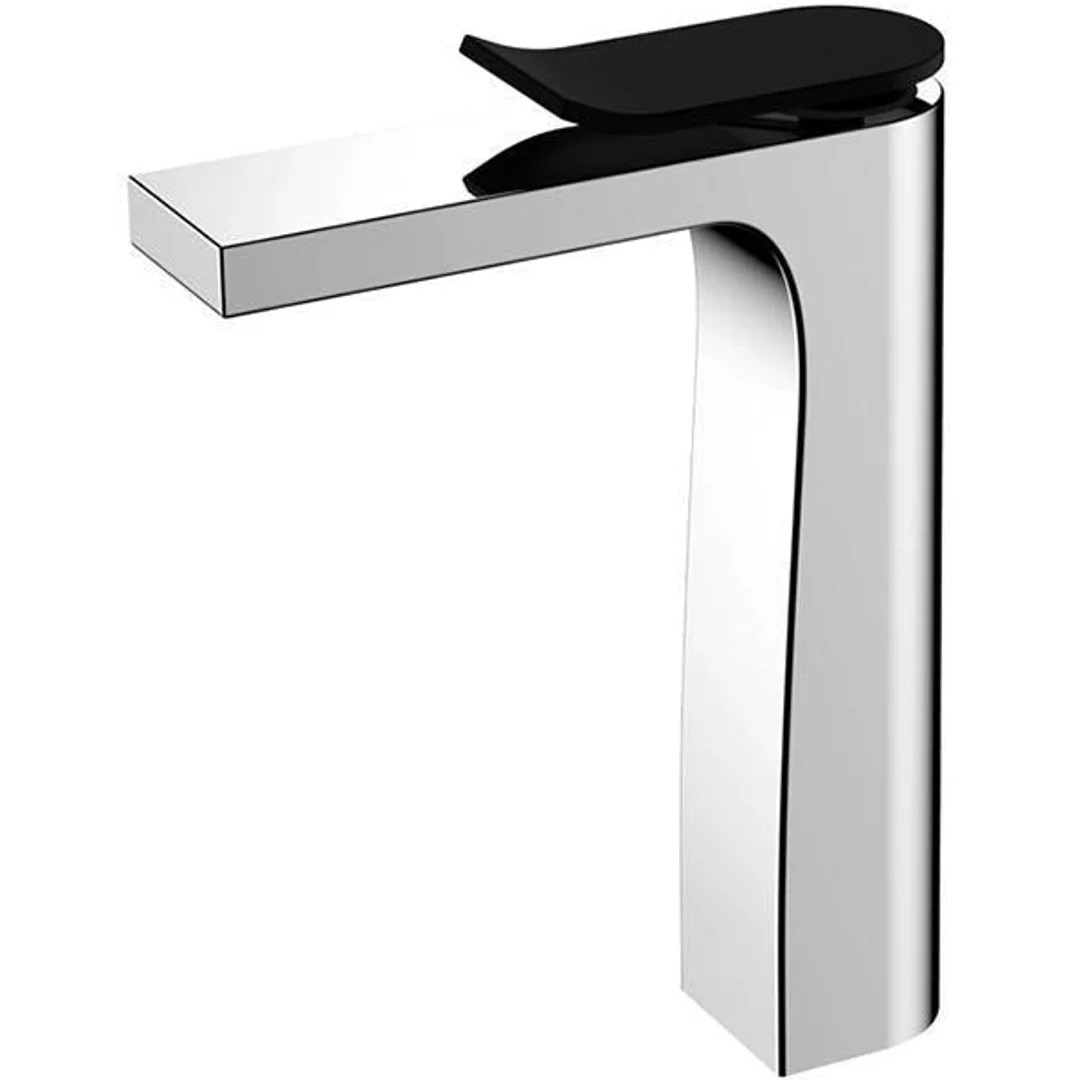 Fienza Lincoln Tall Basin Mixer Chrome & Black Handle 224107B - Image 2