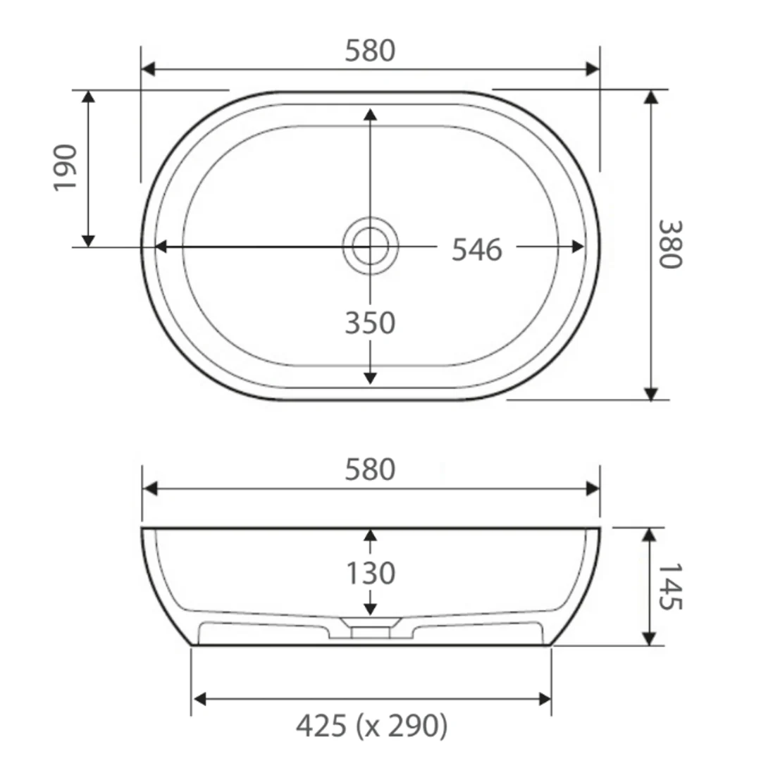 Fienza Nero Above Counter Cast Stone Basin White Csb63 - Image 3