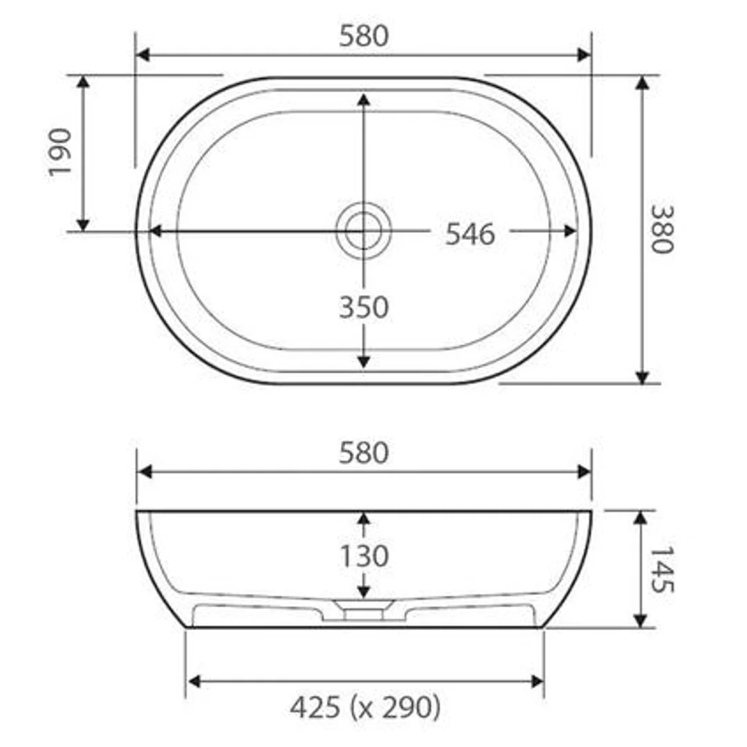 Fienza Nero Above Counter Cast Stone Basin White Csb63 - Image 4