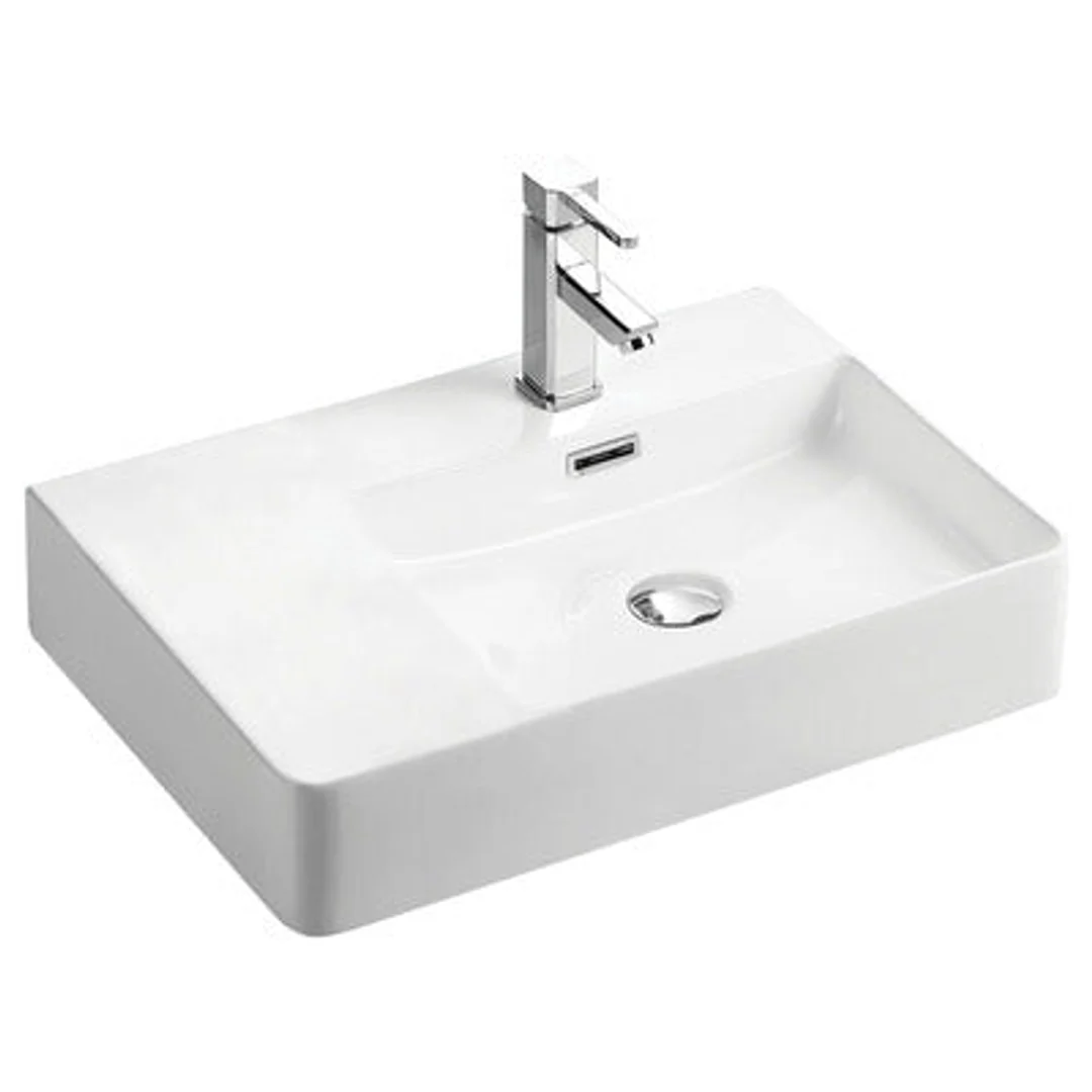 Fienza Petra Right Hand Wall Basin Ceramic White 600mm X 420mm X 120mm Rb2223R - Image 2