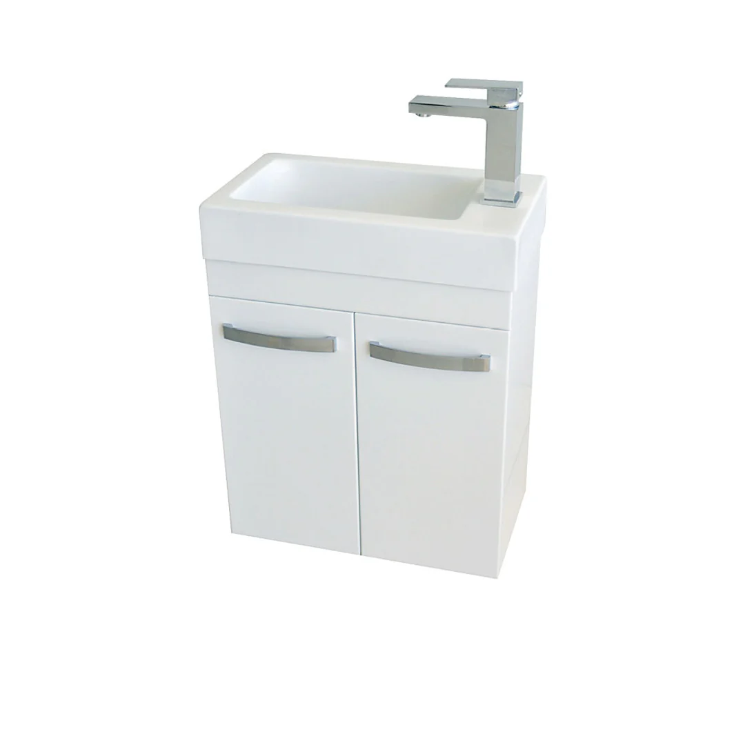 Fienza Ralph 450 Ensuite Gloss White Vanity - Wall Hung  With Overflow - Image 2