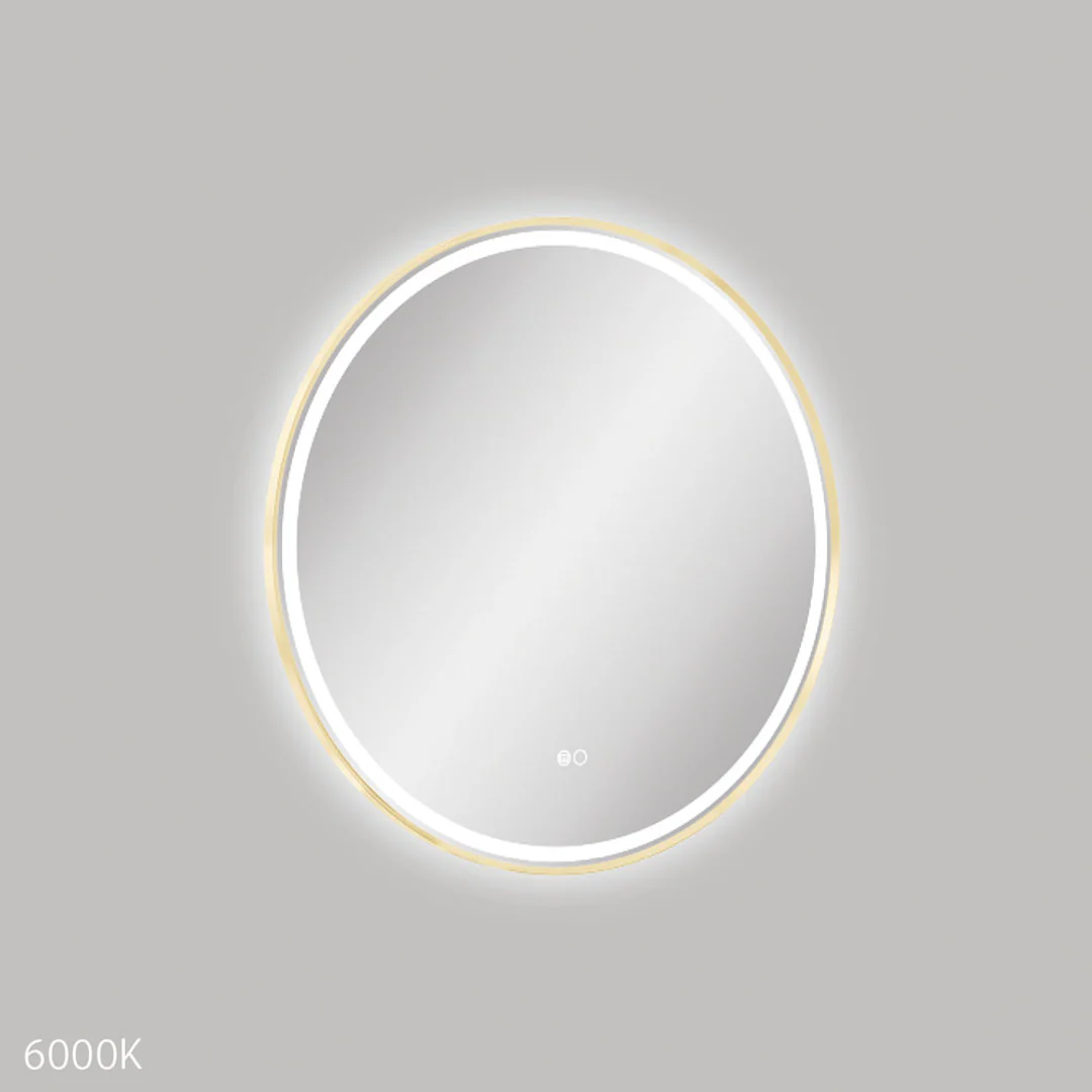 Fienza Reba Led Framed Round Mirror W/- Dimming Sensor & Demister 700Mm Diameter Urban Brass - Image 2