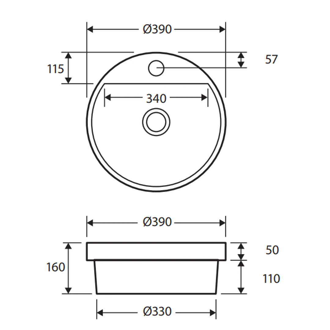 Fienza Reba Semi Inset Basin With 1 Tap Hole 390mm X50mm - Image 3