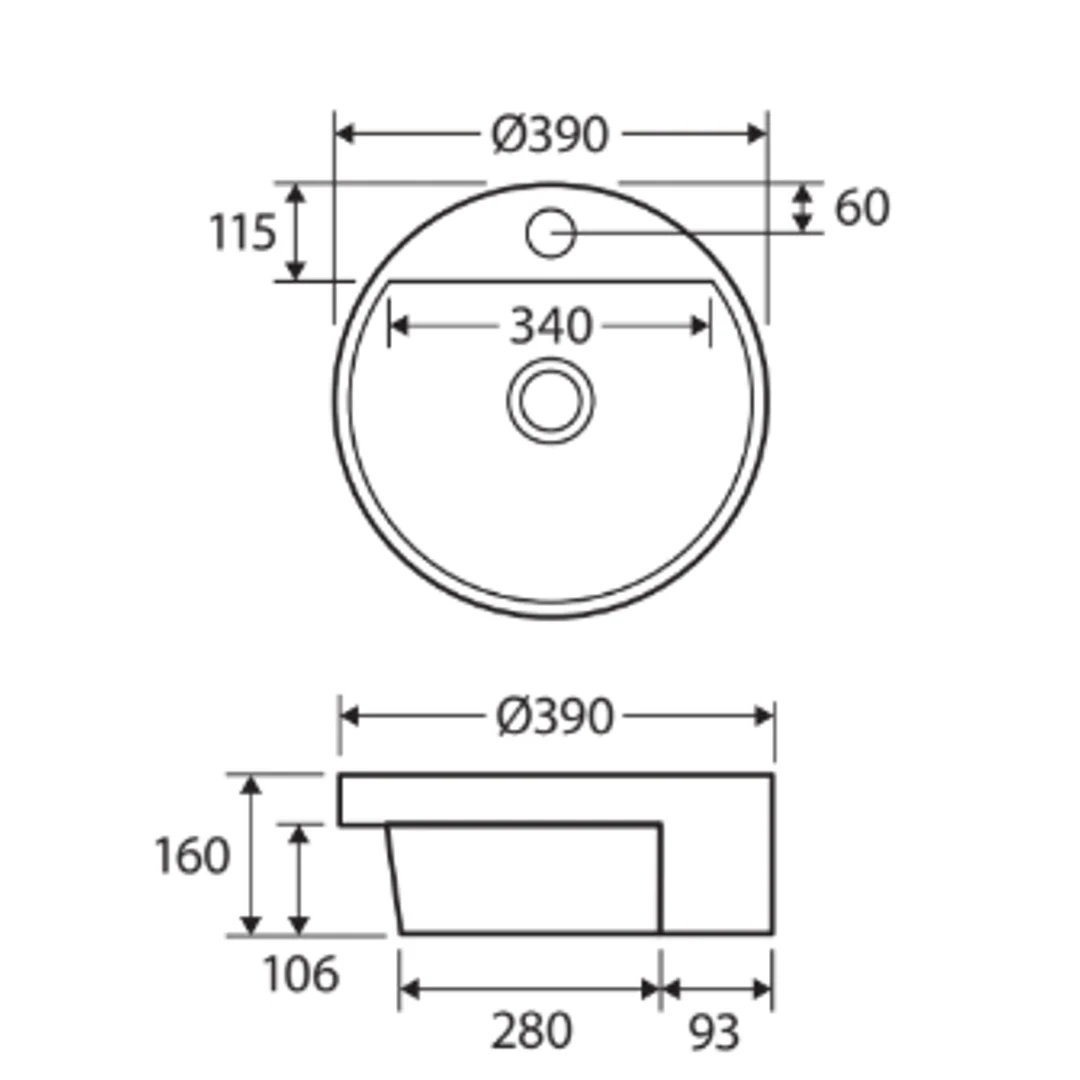 Fienza Reba Semi-Recessed Basin With Tap Hole - Image 3