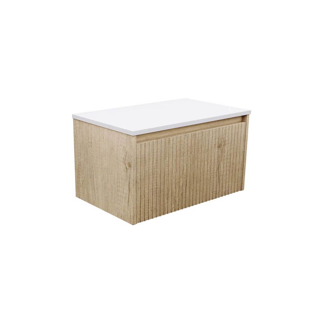 Fienza Rotondo 750 Alina Scandi Oak Wall Hung Cab 1 Drawer 1 Tap Hole