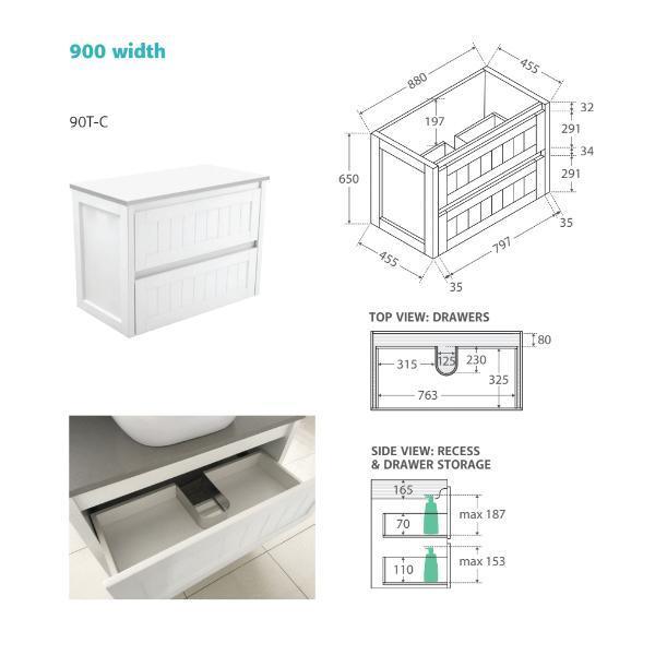 Fienza Rotondo Ceramic 1200 Hampton Wall Hung Cabinet 1 Tap Hole - Image 7