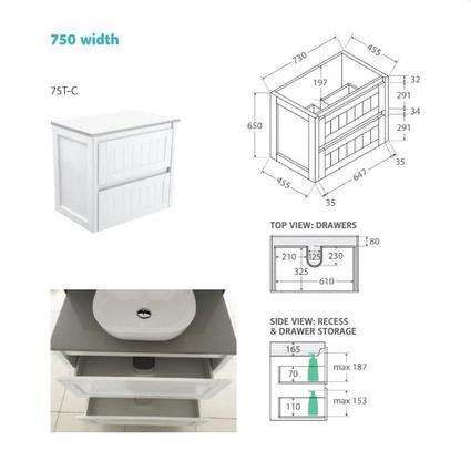 Fienza Rotondo Ceramic 1200 Hampton Wall Hung Cabinet 1 Tap Hole - Image 9