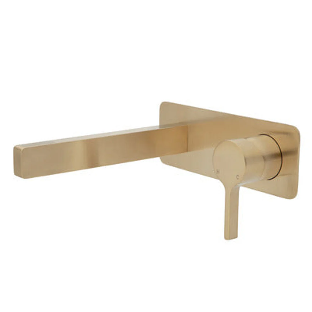 Fienza Sansa Basin Wall Mixer Set Urban Brass Soft Square Urban Brass Plate - Image 2