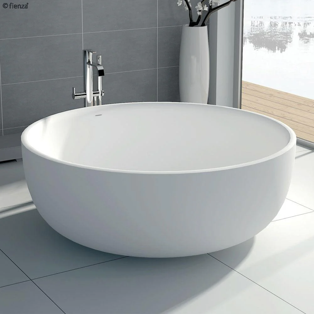 Fienza Shinto Matte White Stone Freestanding Bath 1350mm - Image 8