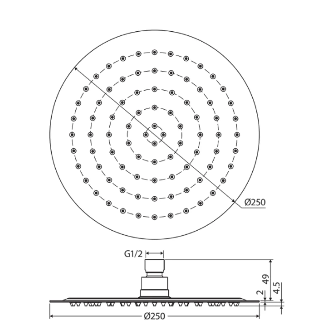 Fienza Slice/Kaya Round 250mm Shower Head Only Chrome 411125 - Image 3