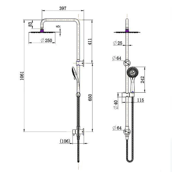 Fienza Stella Multifunction Twin Rail Shower Chrome 455106 - Image 8