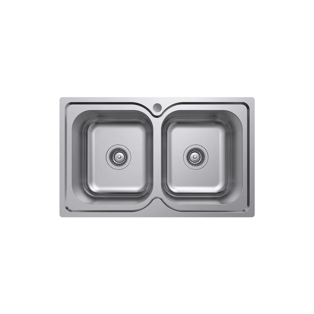 Fienza Tiva Dbl Bowl Sink 1Th Top Mount 19L/19L 780X480X180mm