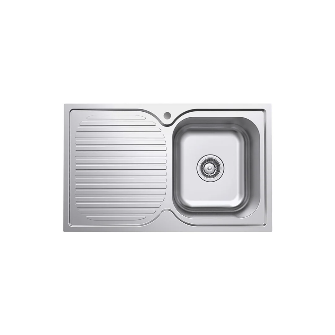 Fienza Tiva 780 Kitchen Sink Right Hand Bowl & Drainer 19L 1Th 780X480X180mm - Image 2