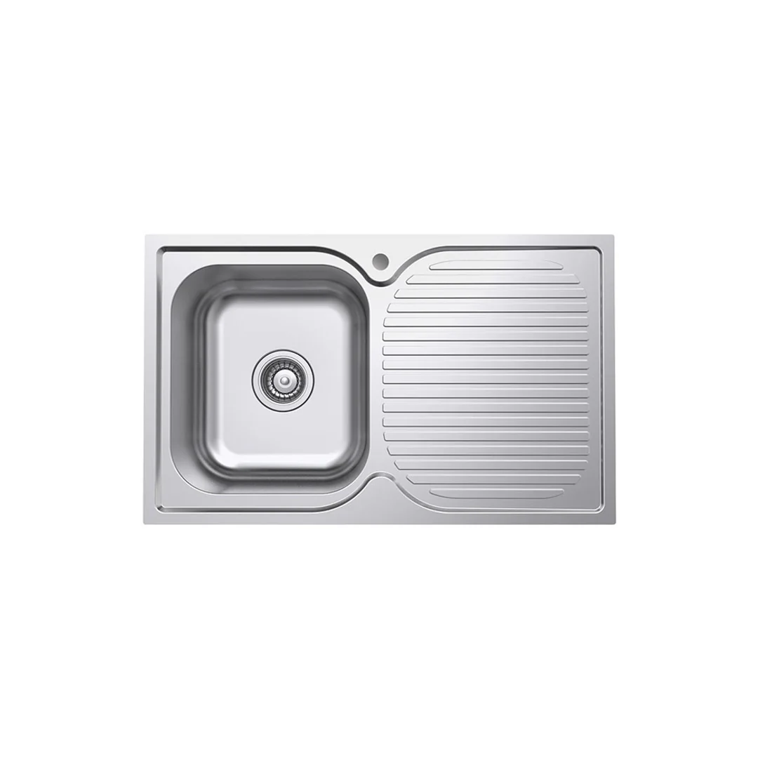 Fienza Tiva 780 Kitchen Sink Left Hand Bowl & Drainer 19L 1Th 780X480X180mm - Image 2