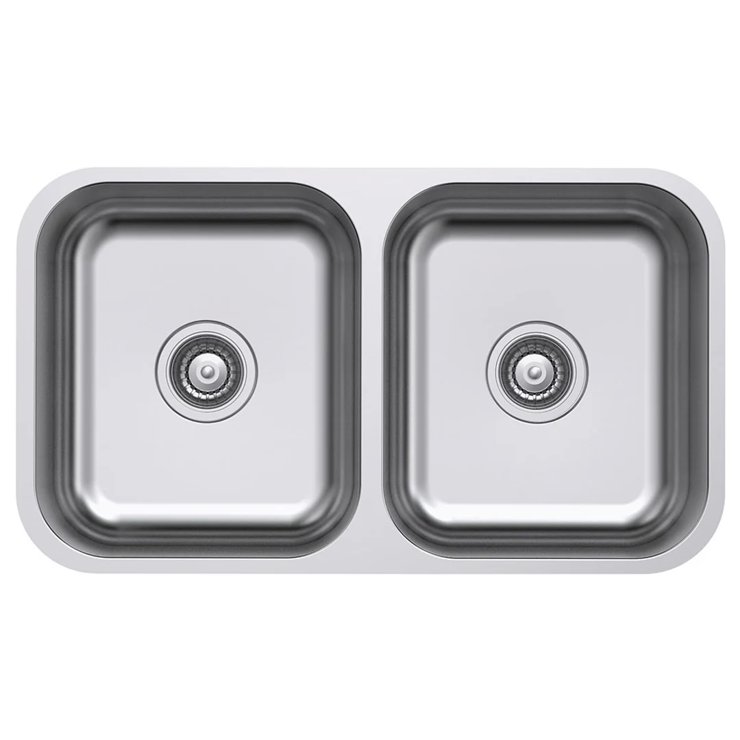 Fienza Tiva 785 Kitchen Sink Double Bowl Top Or Undermount 23L-23L Nth 785X450X180mm - Image 2
