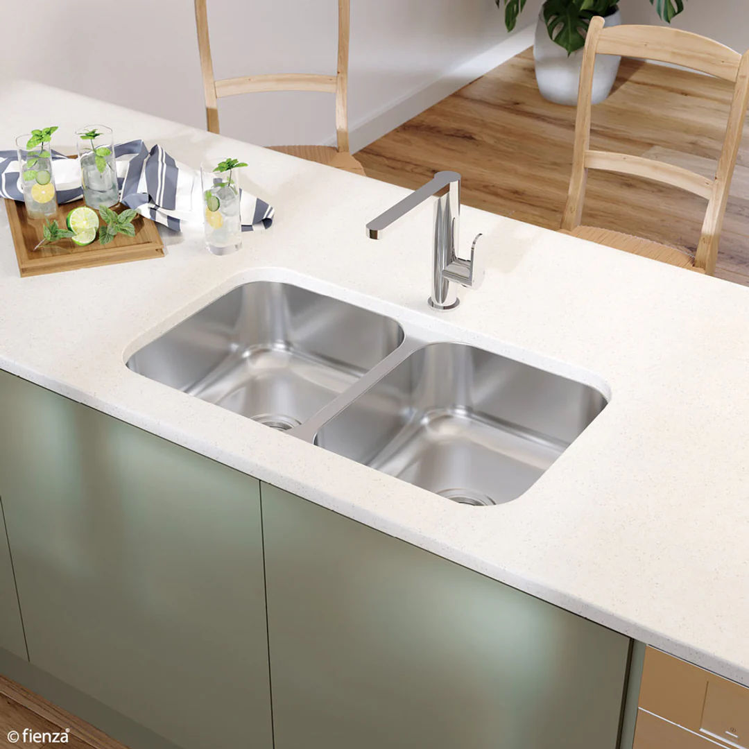 Fienza Tiva 785 Kitchen Sink Double Bowl Top Or Undermount 23L-23L Nth 785X450X180mm - Image 4