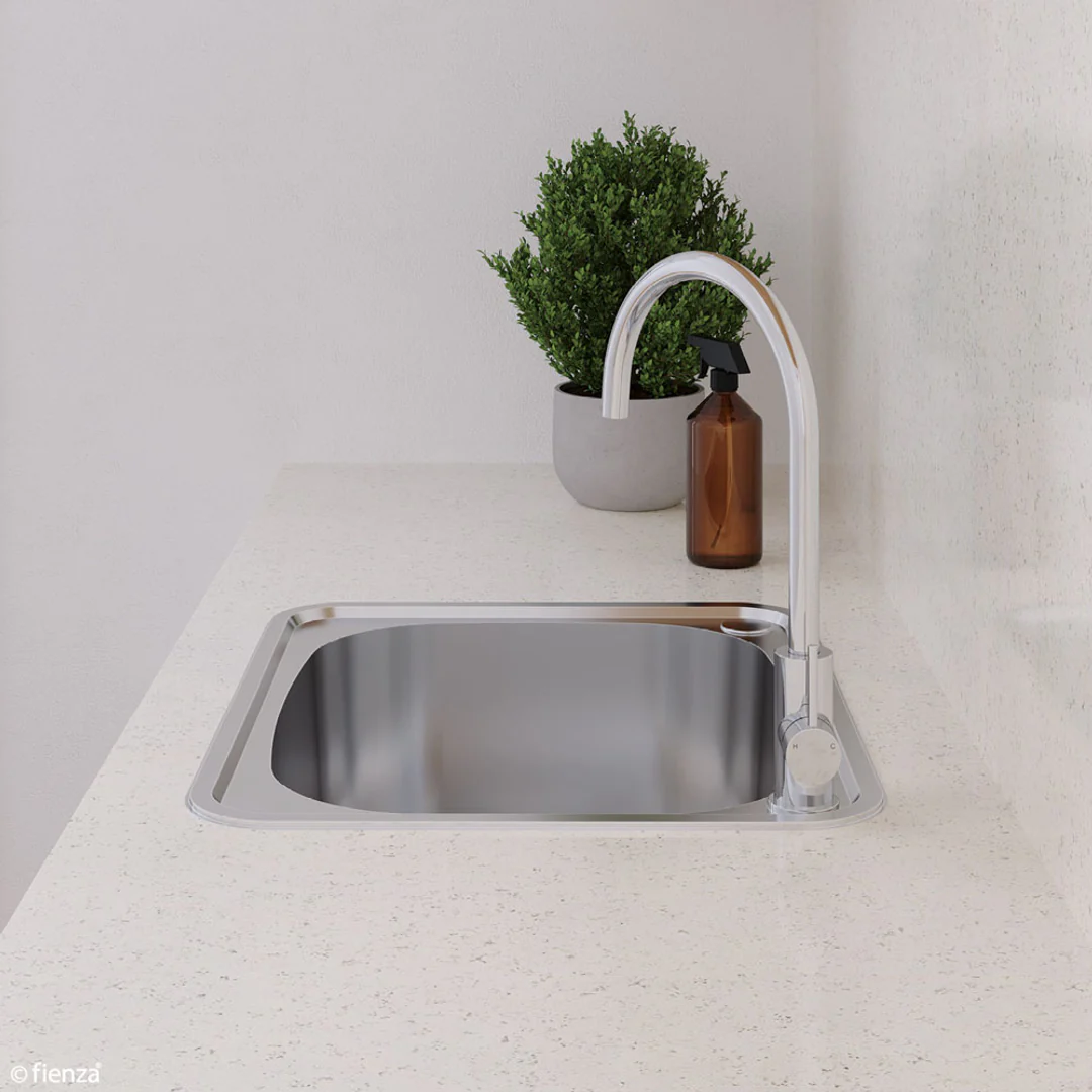 Fienza Tiva Laundry Sink Large Topmount 50L 2Th 600X500X250mm Includes Flex Bypass Kit - Image 7