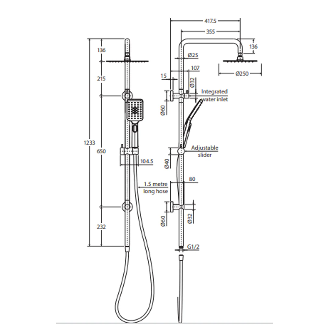 Fienza Tono Twin Shower Matte Black - Image 3