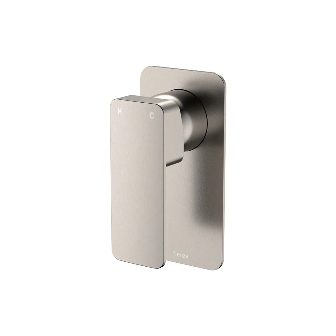 Fienza Tono Wall Mixer Large Square Plate Brushed Nickel