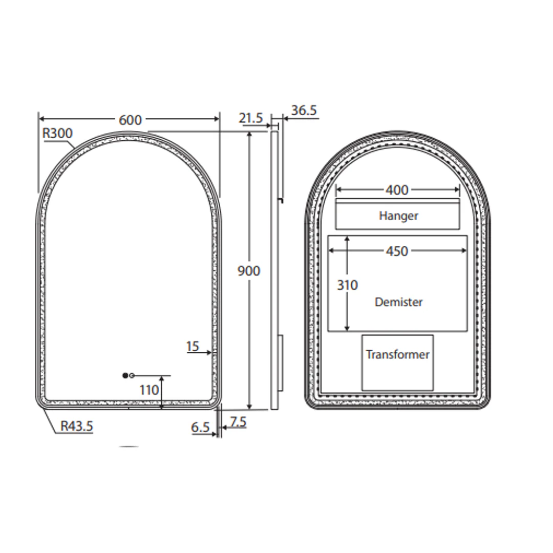 Fienza Valentina Led Urban Brass Framed Mirror 600 X 900Mm - Image 2