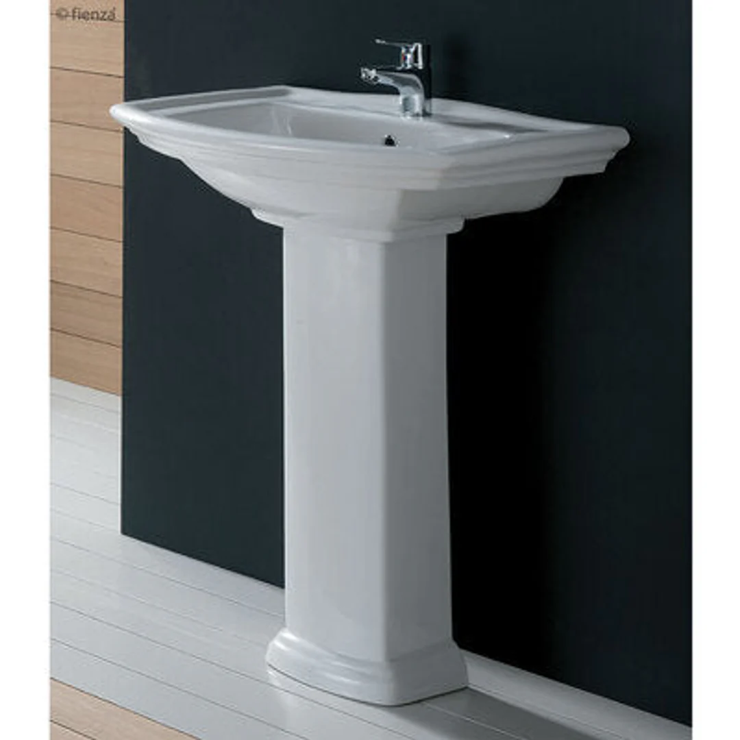 Fienza Washington 560 Wall Basin With Pedestal 560X420mm 1Th White - Image 2