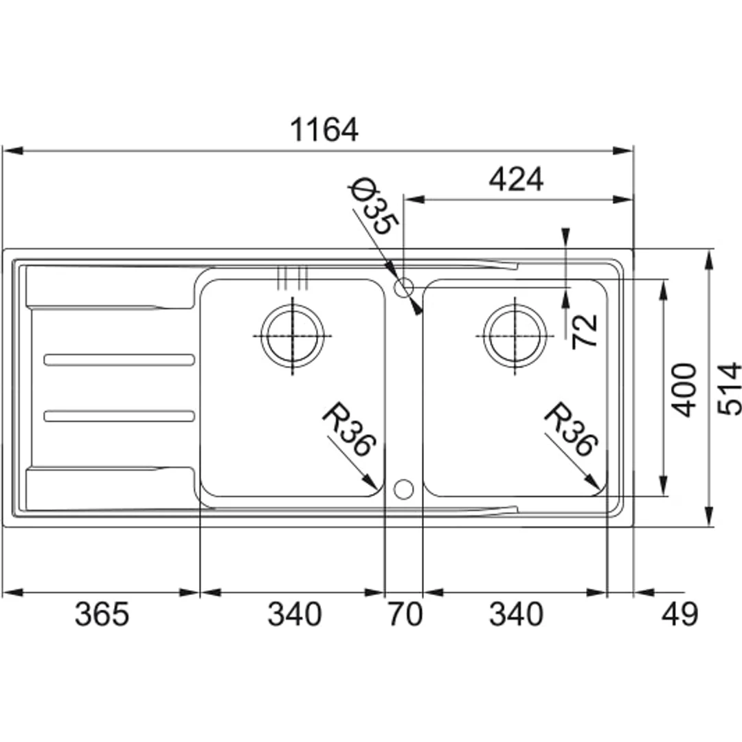 Franke Aton Double Bowl Sink Right Hand Drainer 1 Tap Hole Anx221Rhd: Ex-Display - Image 3