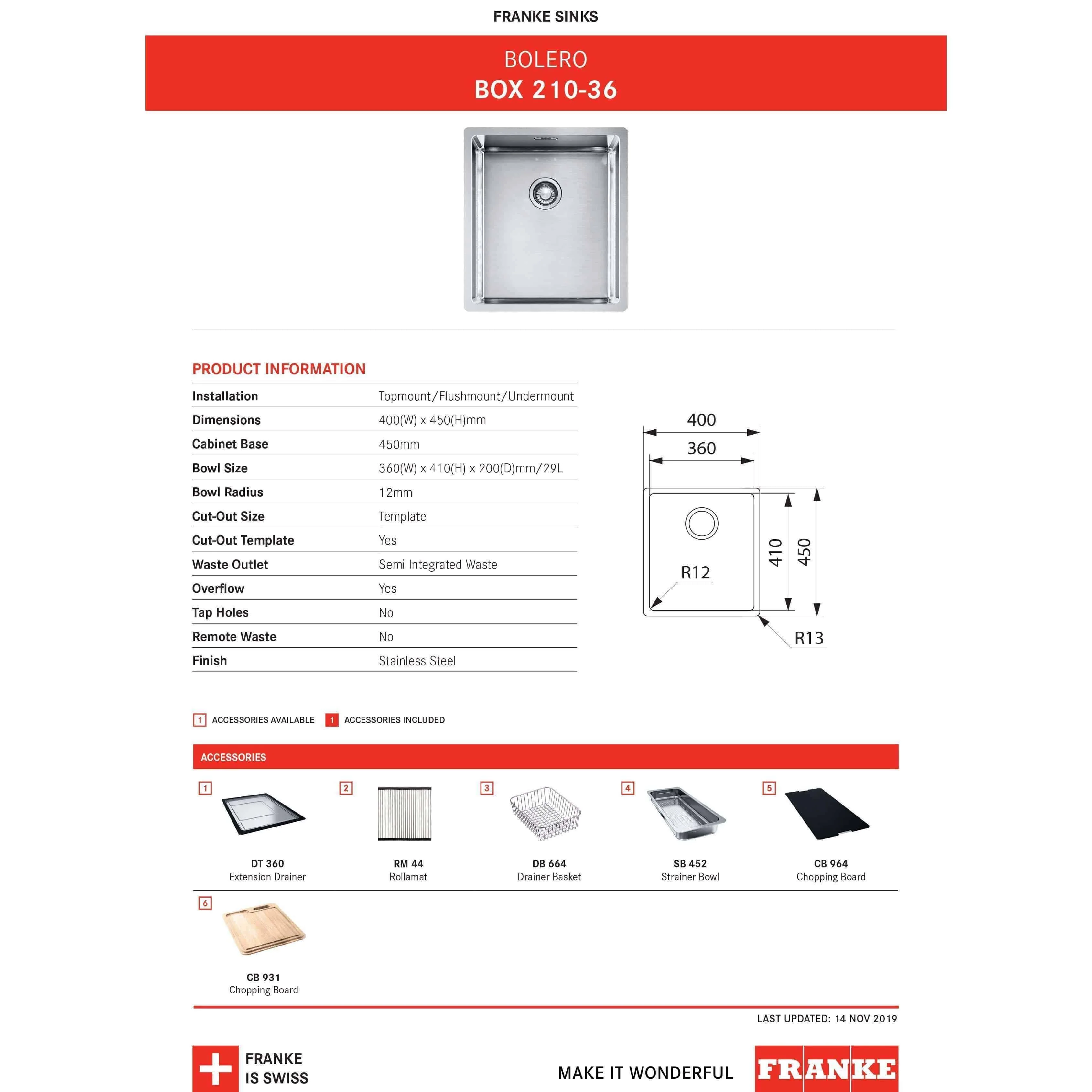 Franke Bolero Box 210-36 Stainless Steel Sink 101.0382.520 - Image 4