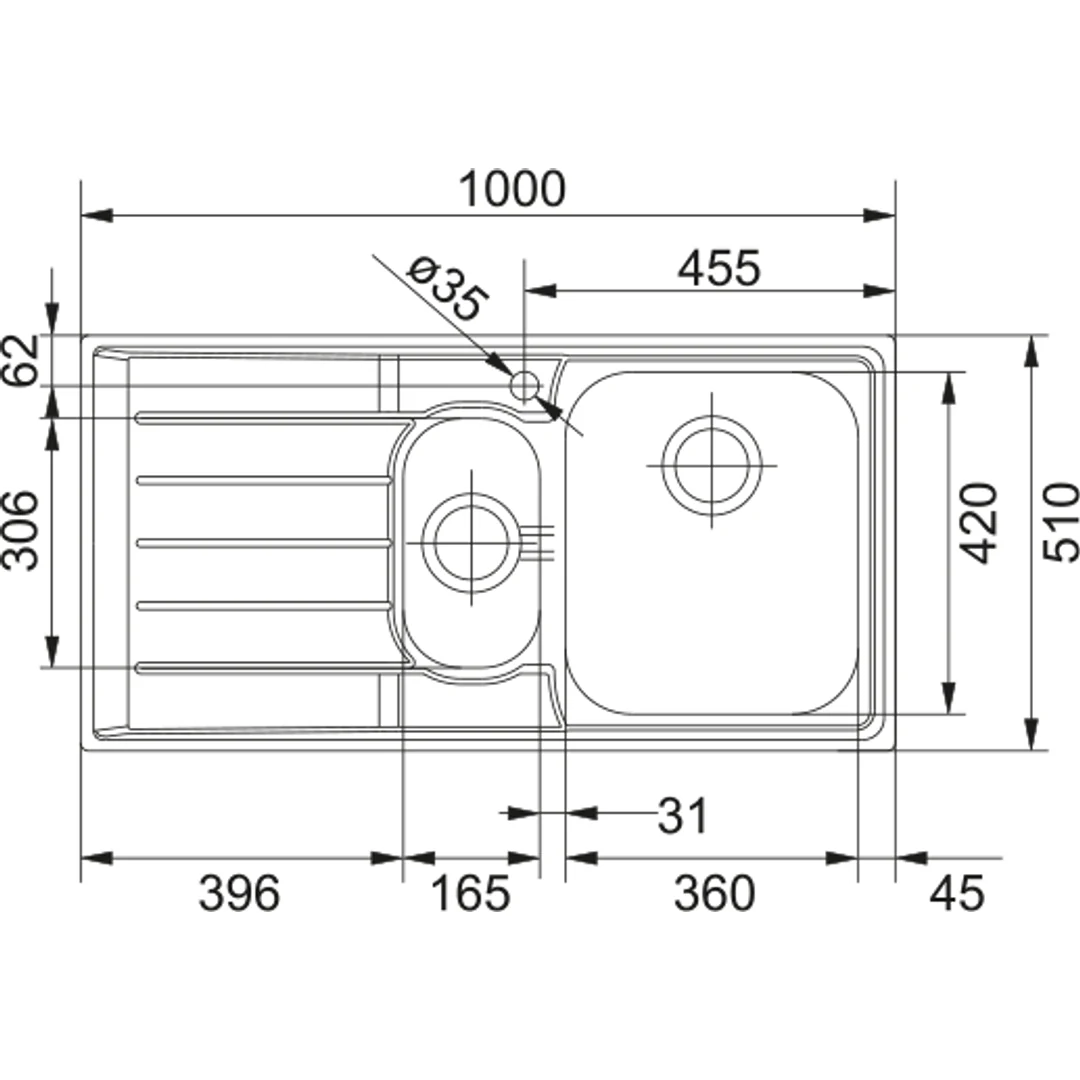 Franke Neptune 1 ¼ Bowl Left Hand Kitchen Sink - Image 3