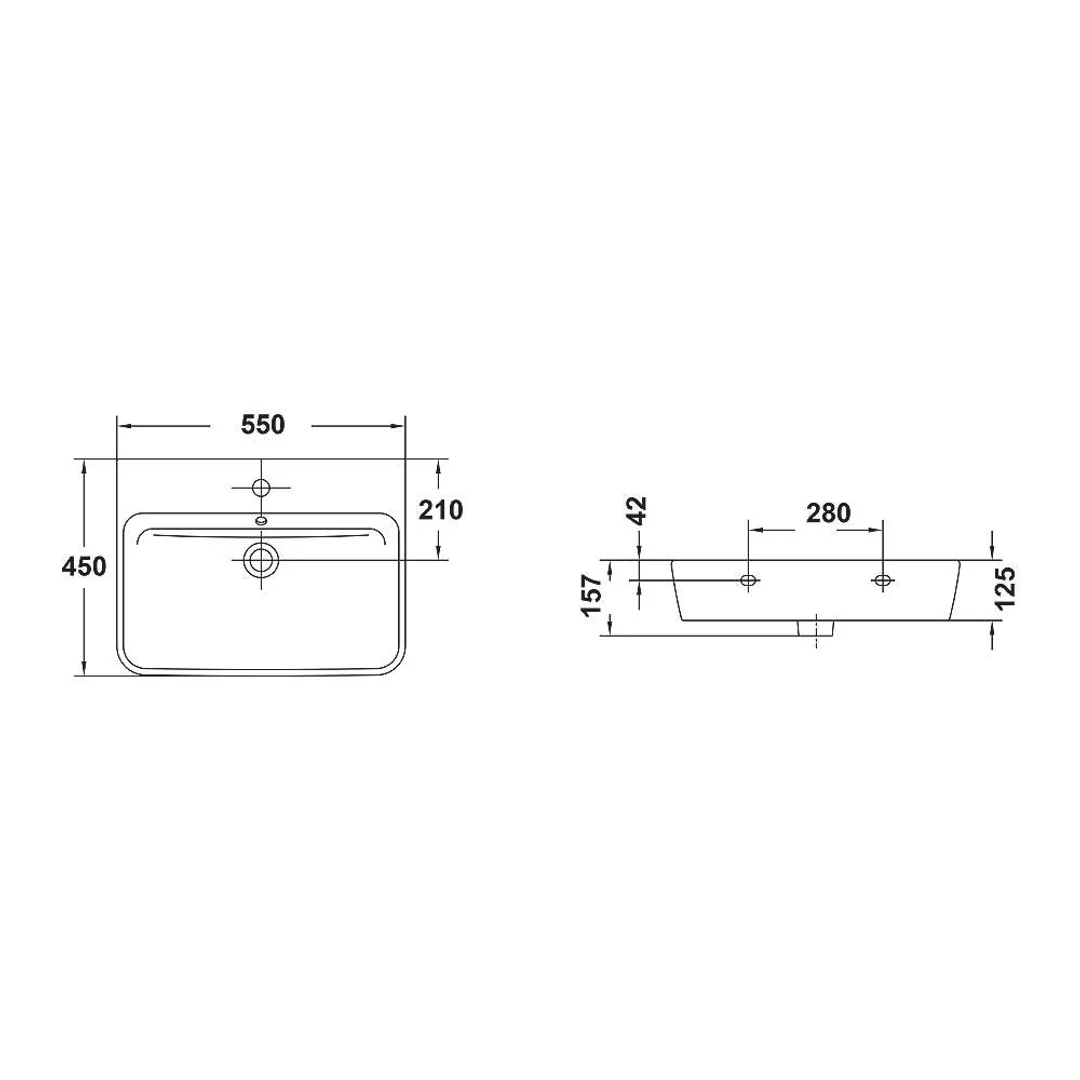Gala Emma Square Above Counter/Wall Basin 1 Tap Hole 27000 - Image 5