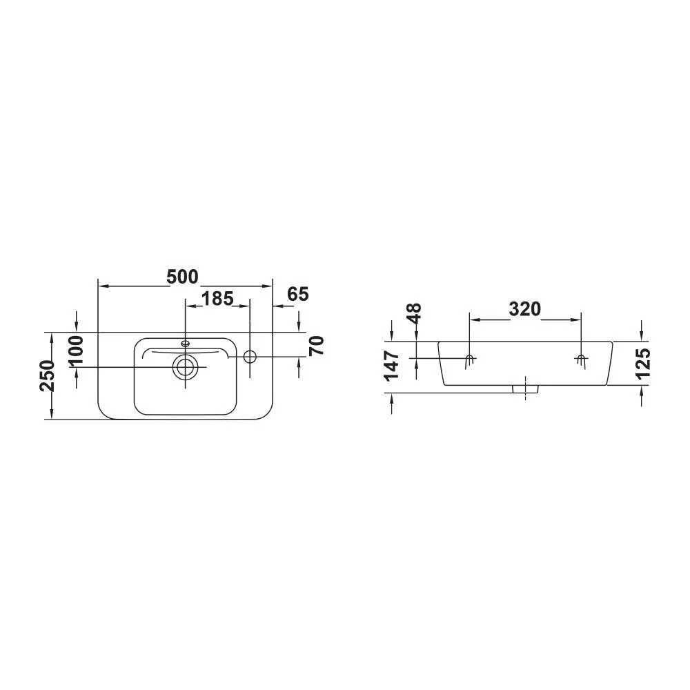 Gala Emma Square Wall/Countertop Hand Rinse Basin 1 Tap Hole 27095 - Image 6