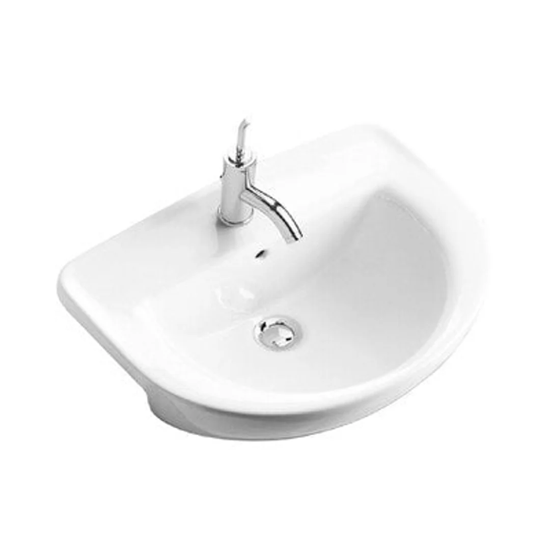 Gala Flag Semi Recessed Basin Inc Waste White 1 Tap Hole - Image 2