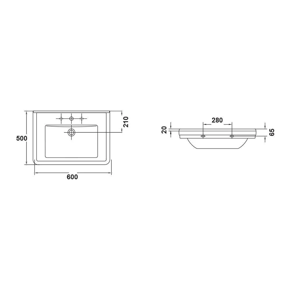 Gala Noble Wall Basin 3 Tap Hole - Image 3