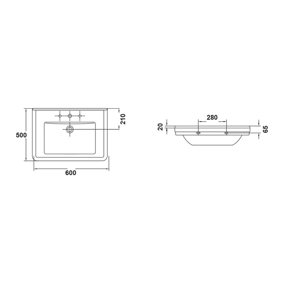 Gala Noble Wall Basin 3 Tap Hole - Image 4