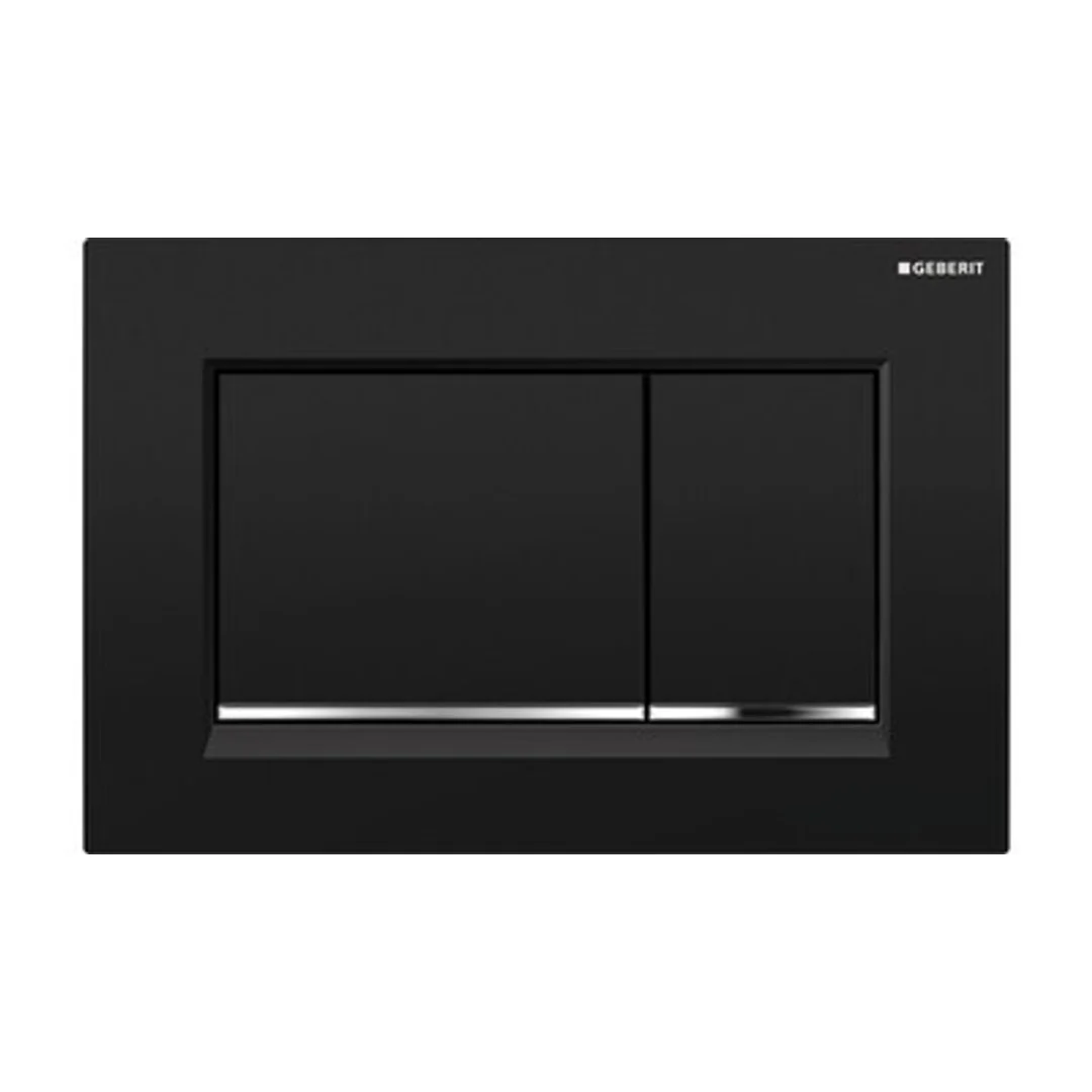 Geberit Sigma 30 Square D/F Button & Access Plate Black & Chrome