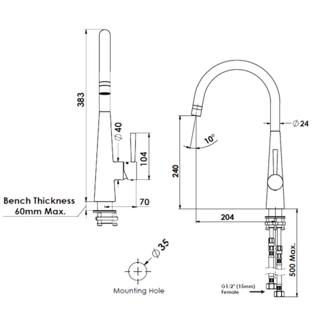 Greens Galiano Slimline Sink Mixer - Brushed Copper - Image 3