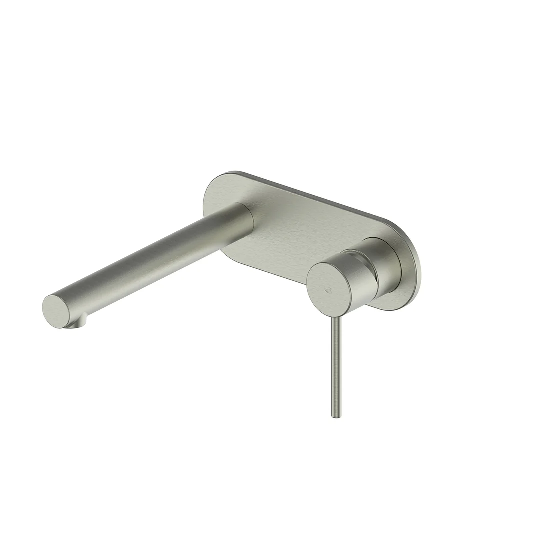 Greens Maci Wall Basin Mixer With Plate Brushed Nickel