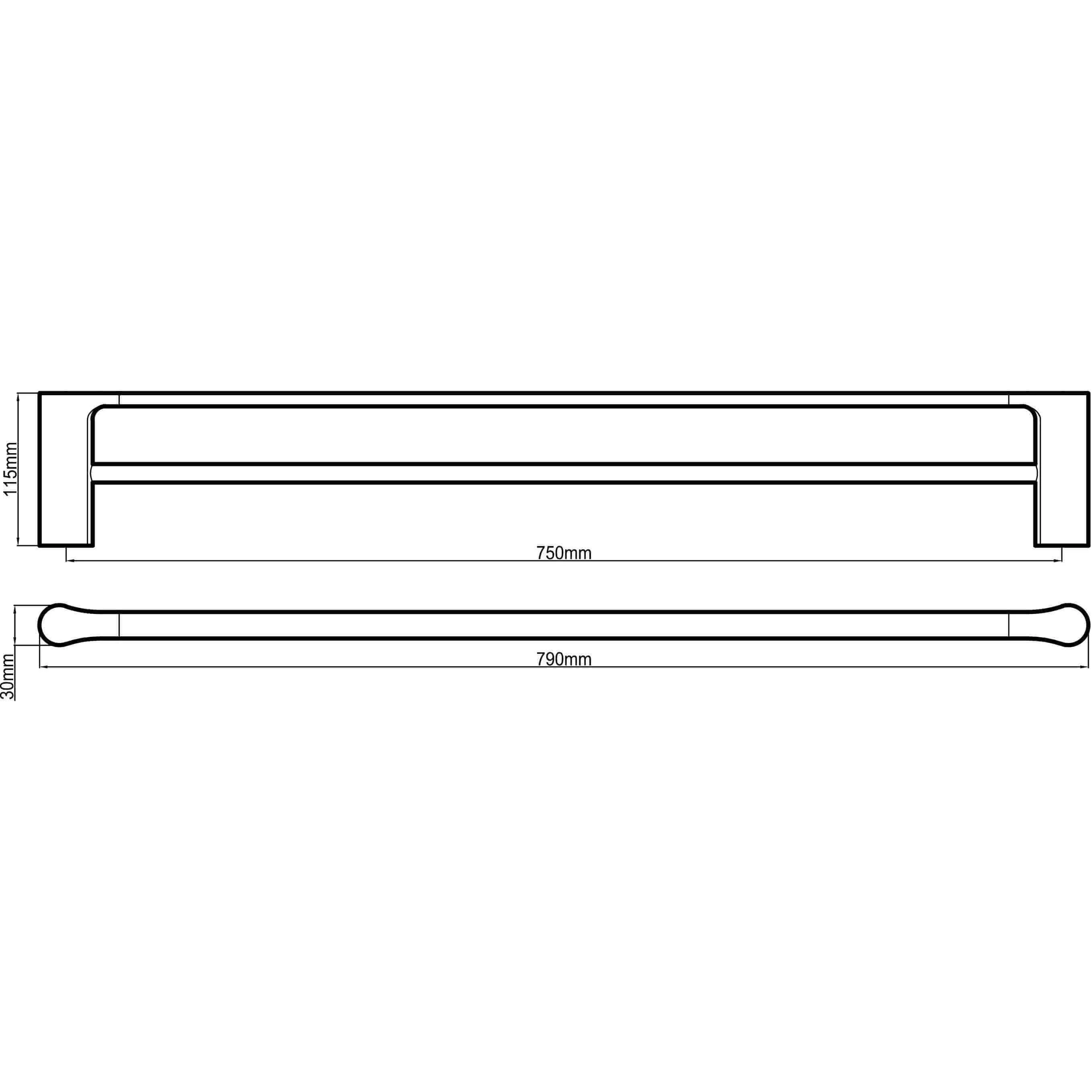 Harmony Bassini Double Towel Rail 750mm Black Chrome - Image 5