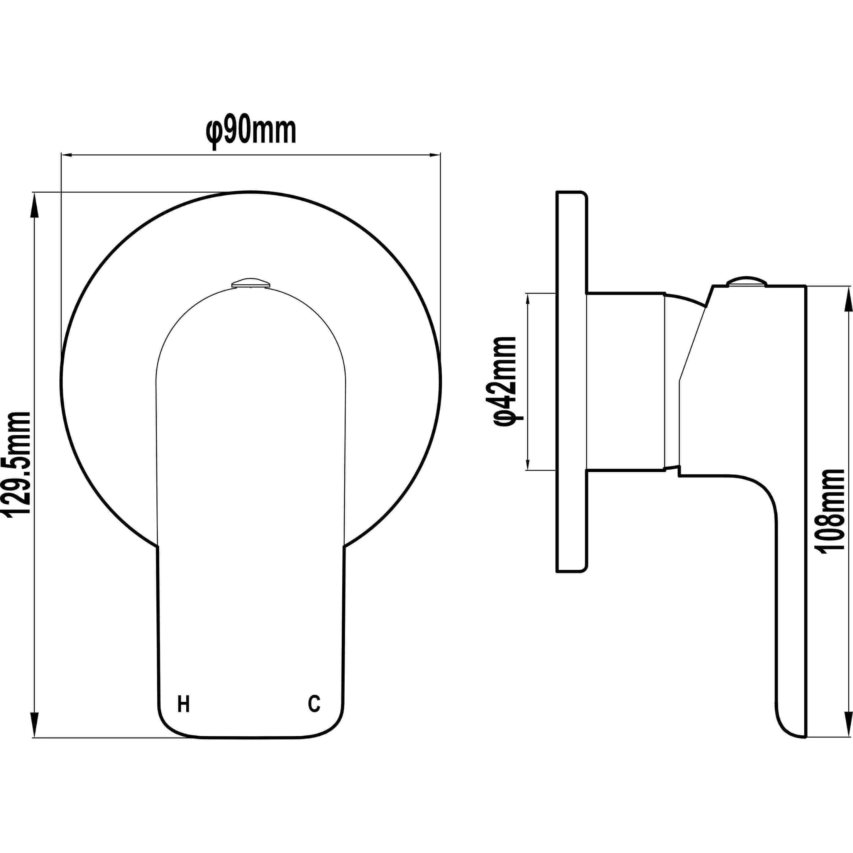 Harmony Bassini Shower/Bath Mixer Black Chrome - Image 5