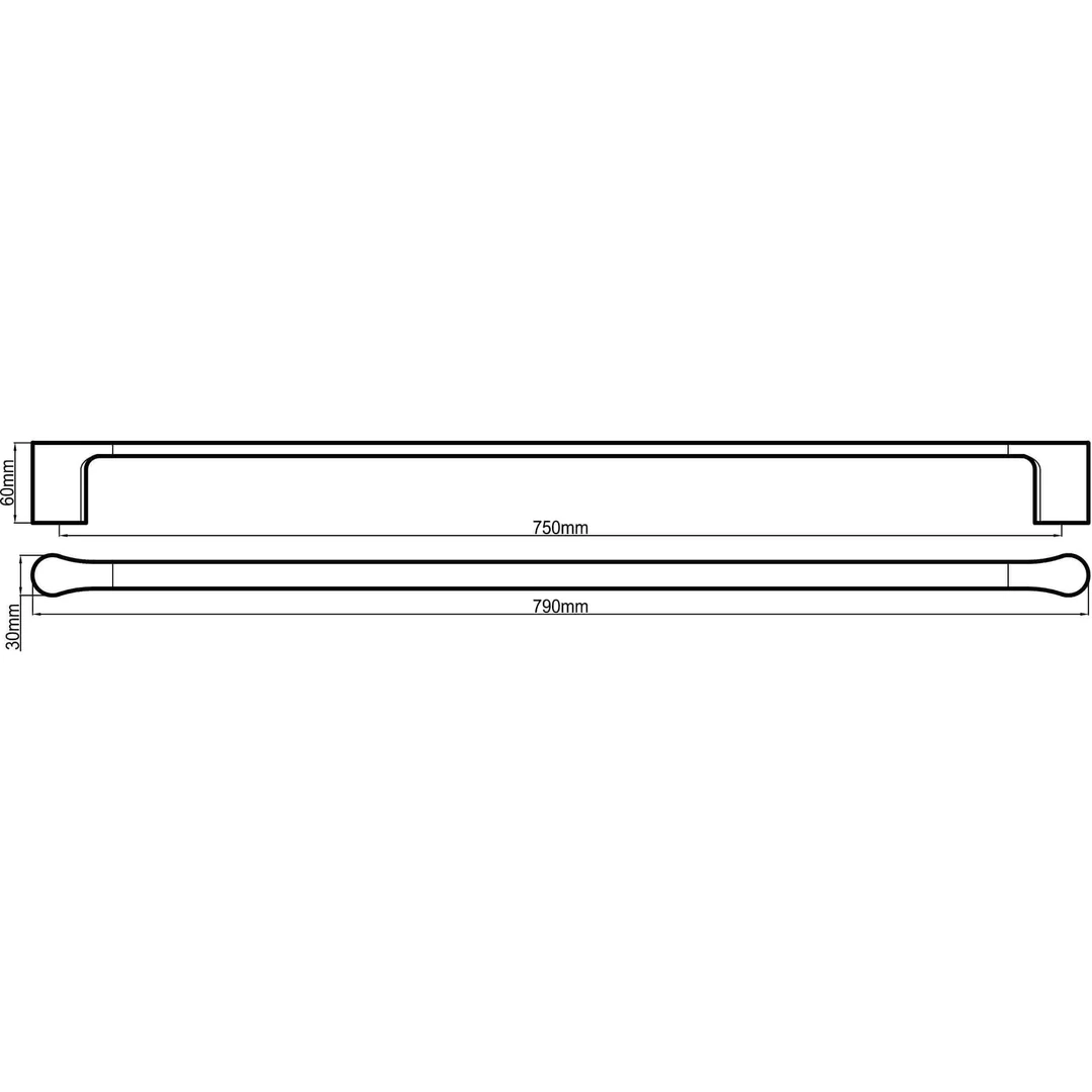 Harmony Bassini Single Towel Rail 750mm Black Chrome - Image 3