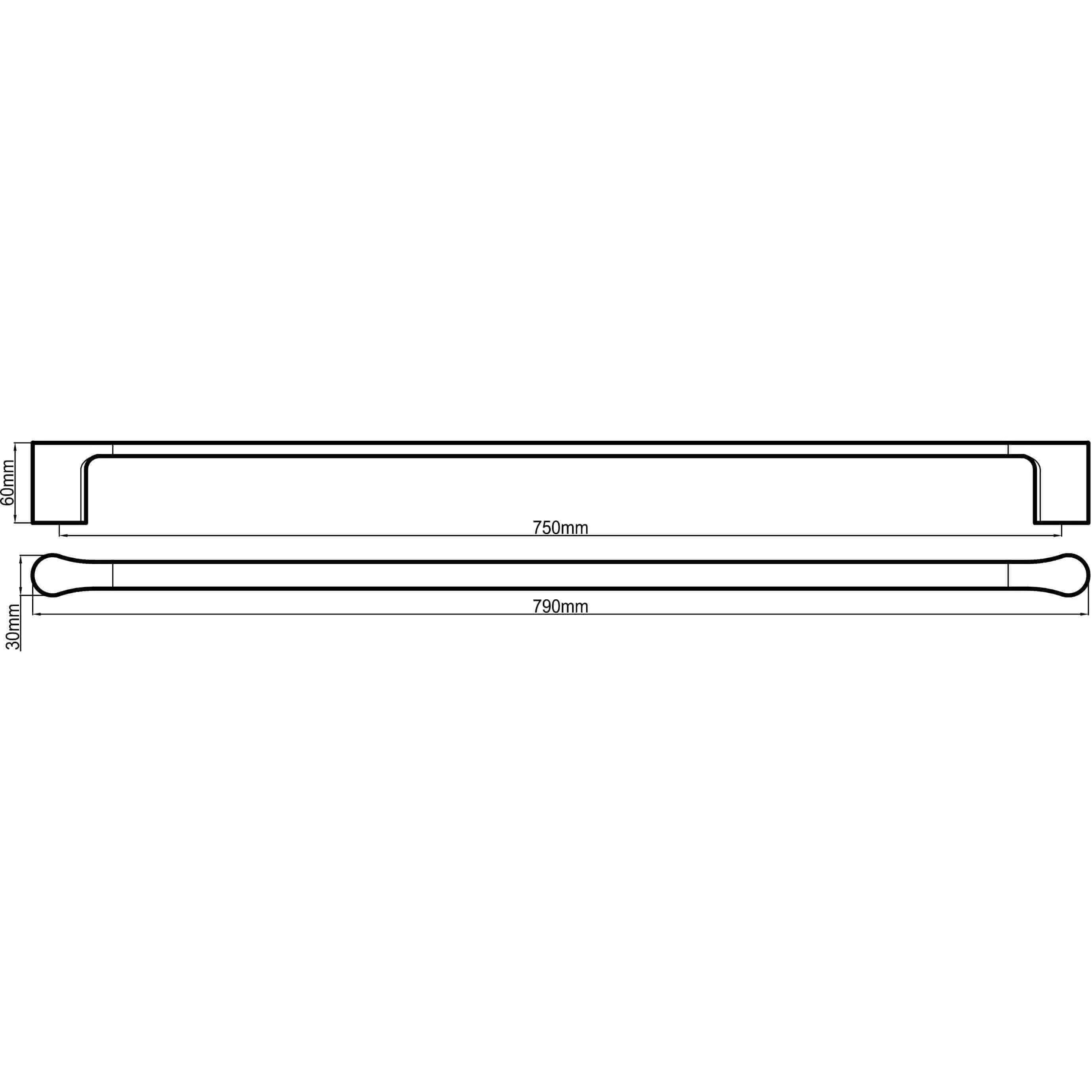 Harmony Bassini Single Towel Rail 750mm Black Chrome - Image 5